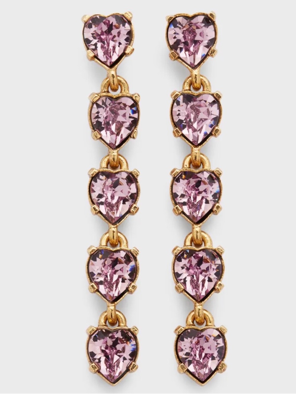 Oscar de la Renta heart shaped crystal earrings